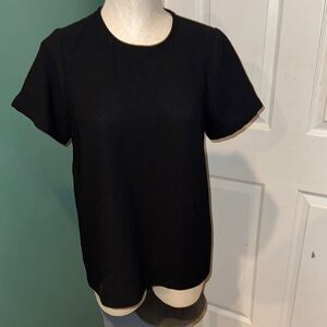 MADEWELL Black Short Sleeve Pleated Keyhole Back High Low Shirt Top Size M